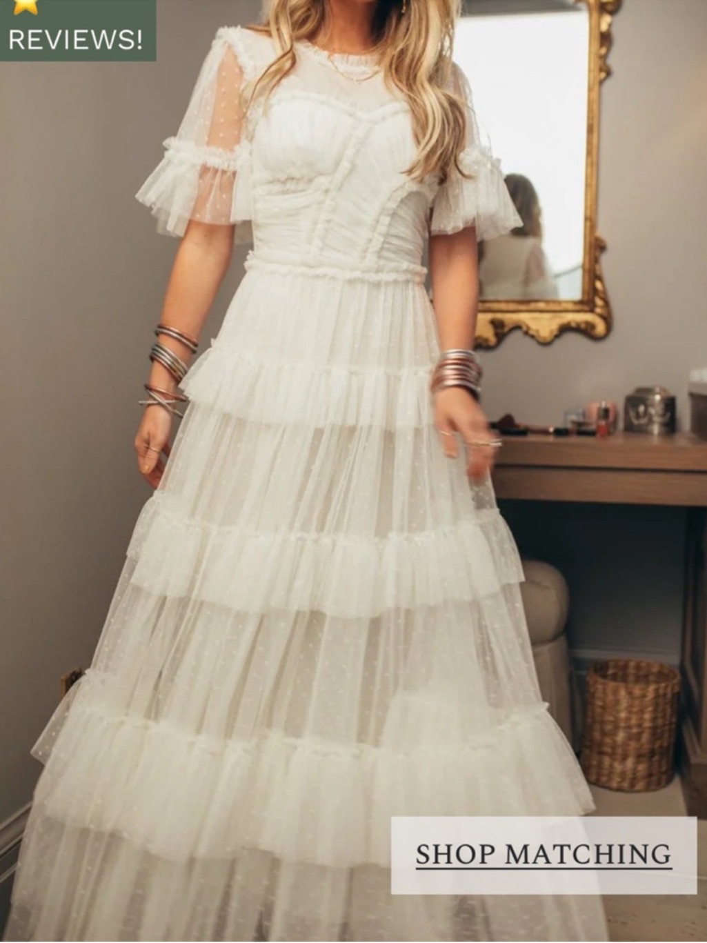 Ivy City Co Tiered Dot Tulle Maxi Dress